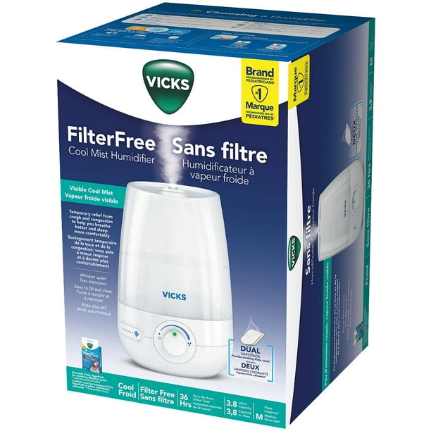 Vicks VUL545C FilterFree Ultrasonic Cool Mist Humidifier, Visible Cool Mist  