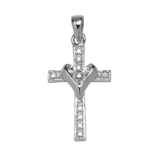 Breloque Croix en argent sterling avec accents de diamants