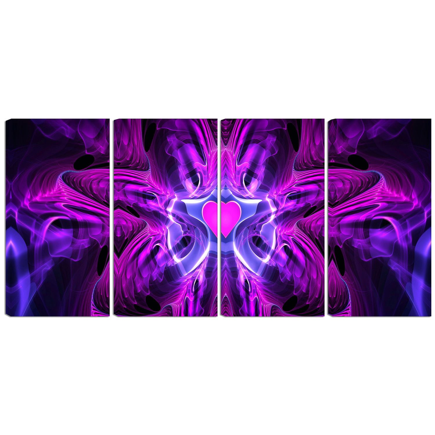 Design Art Heart at The Center Purple Abstract Canvas Wall Art