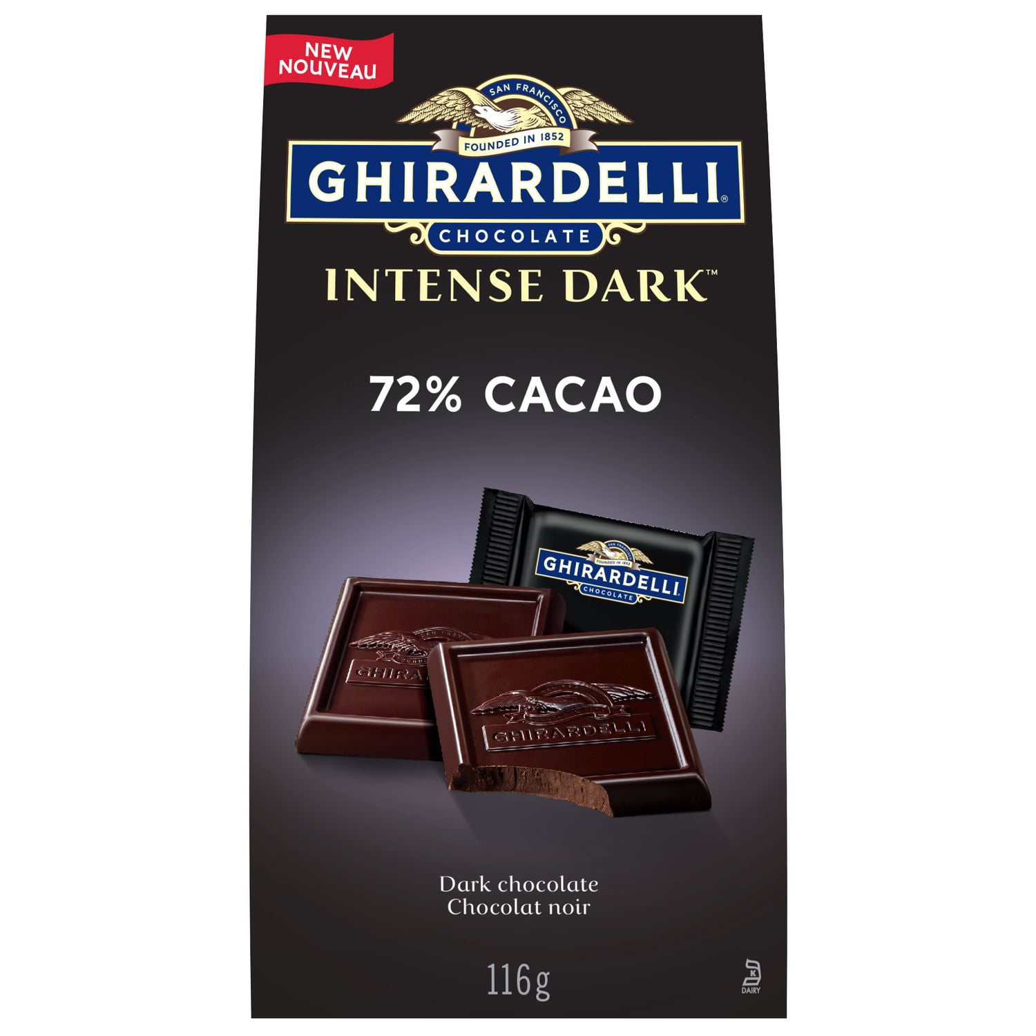 GHIRARDELLI Intense 72 Cacao Dark Chocolate Squares, 116Gram Bag