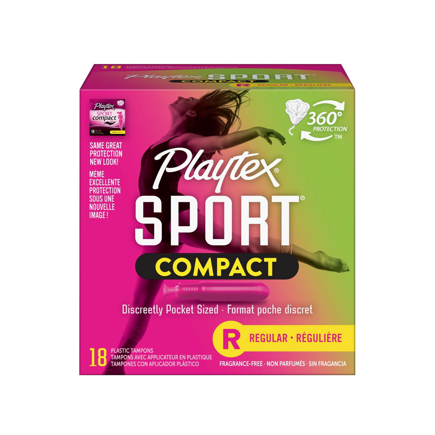 Playtex Tampons - The NEW Playtex® Sport® Compact tampon is 30% smaller  than a full-size, but has Sport Level Protection®. At Walmart now. #PlayOn  *based on length before extension vs. leading brands