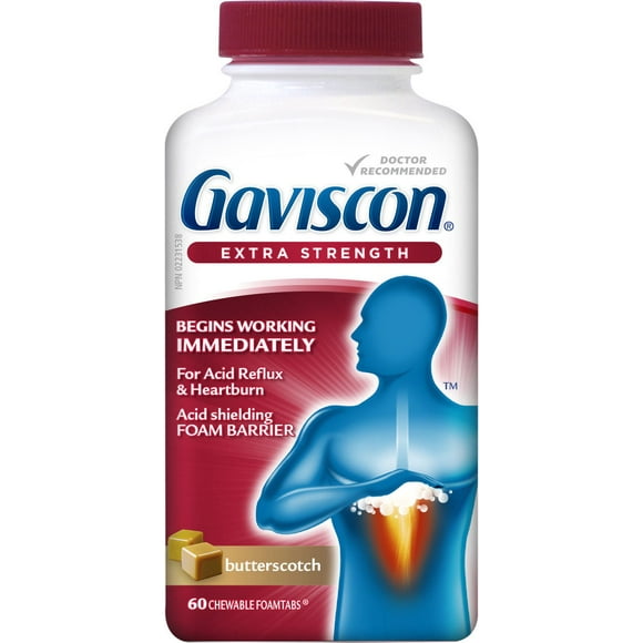 Gaviscon Extra Strength Chewable Foamtabs Butterscotch, 60 Count