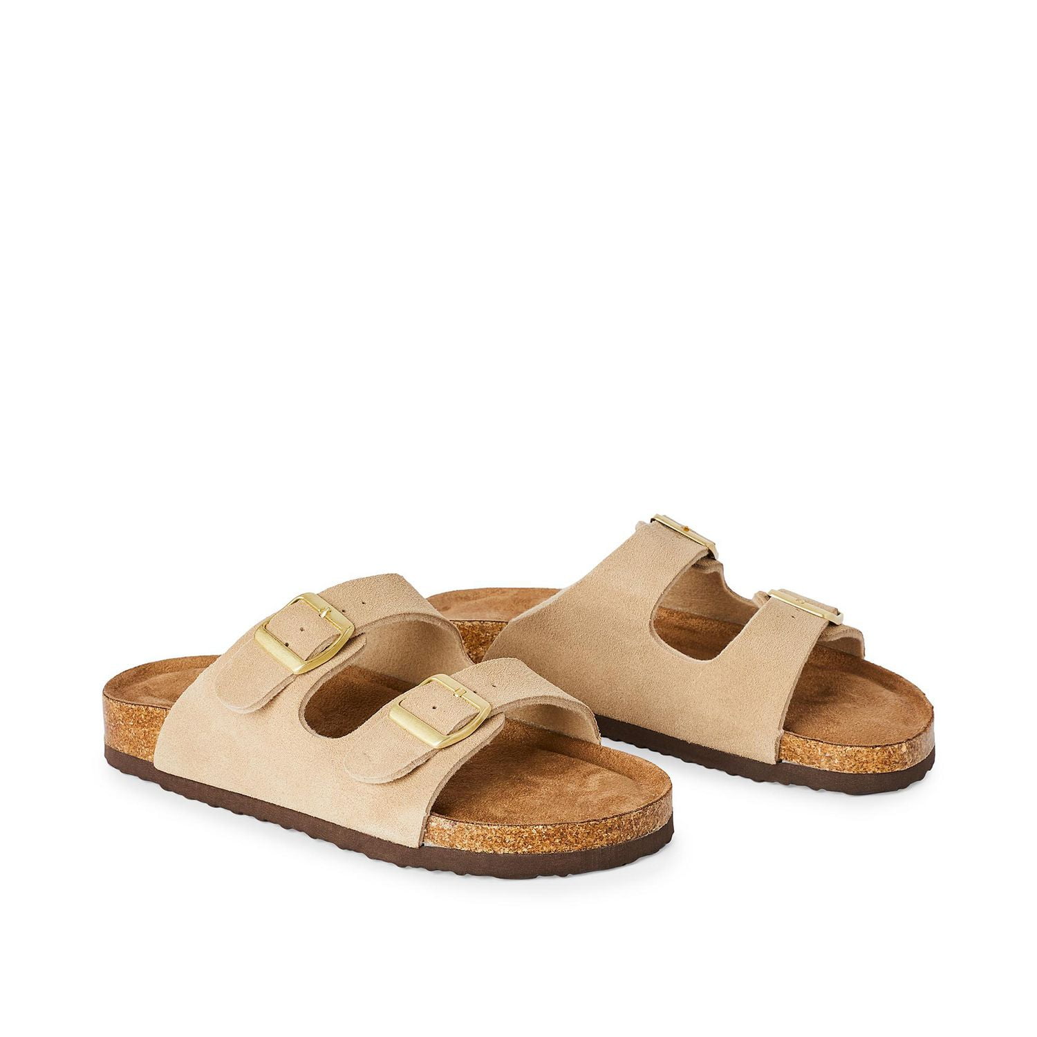 Time and Tru Women's Double Buckled Sandals, Wide Width Sizes 6-11
