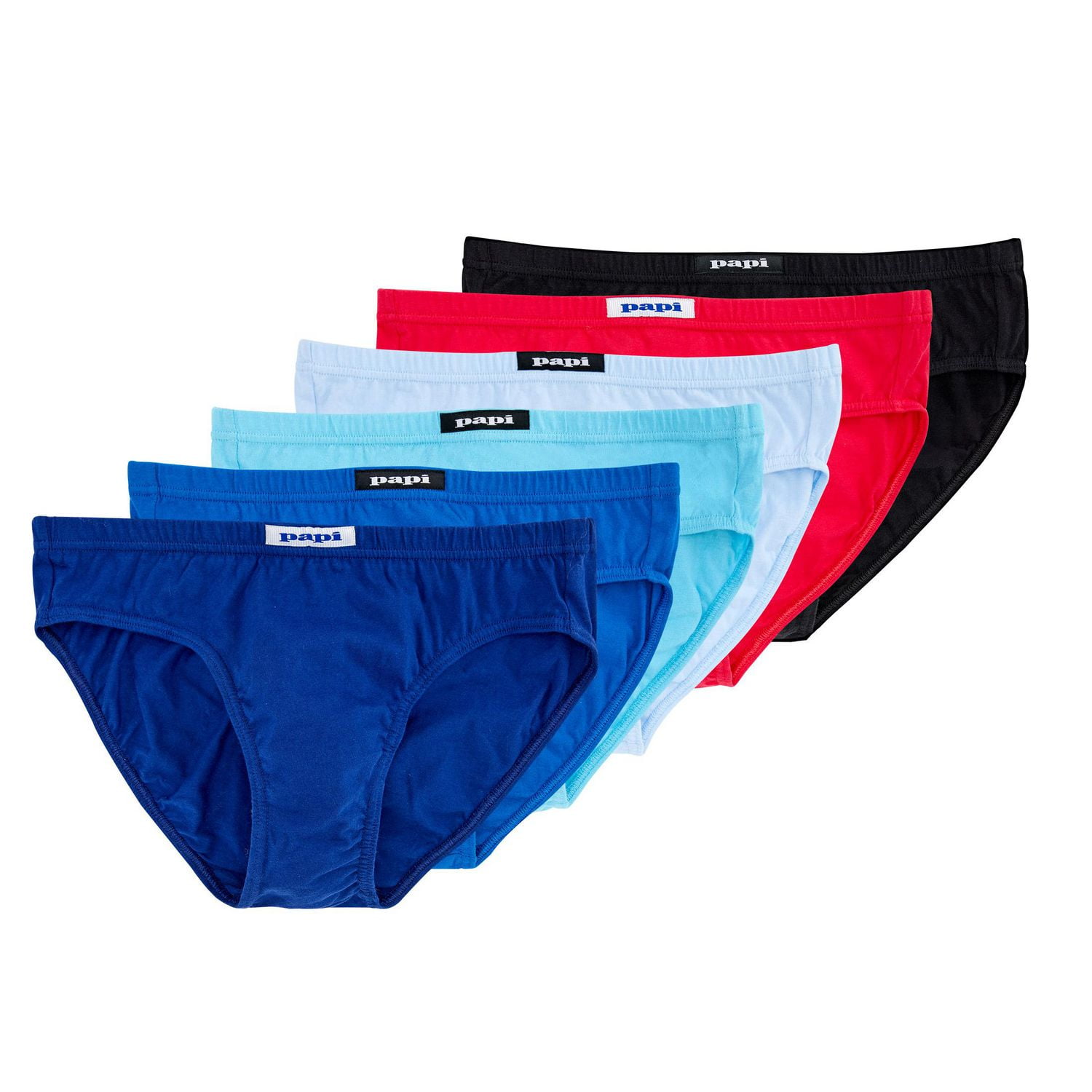 PAPI Men's Premium Cotton Low-Rise Briefs, 6 Pack