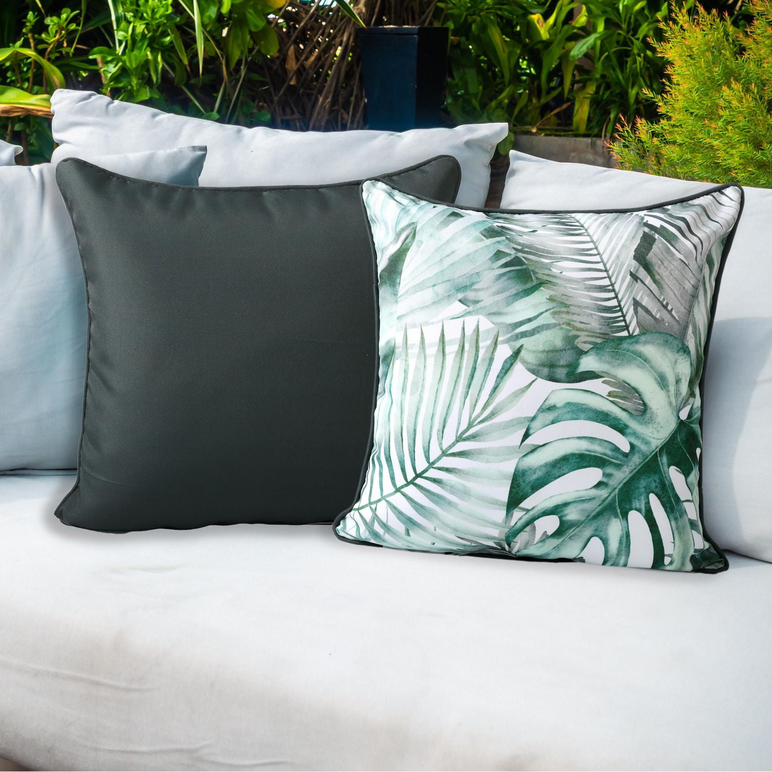 2 Pack Indoor Outdoor Decorative Pillows Green Leaf