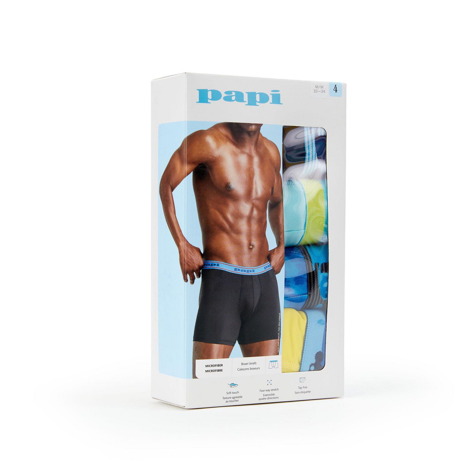 PAPI Men's Microfiber Boxer Briefs, Pack of 4