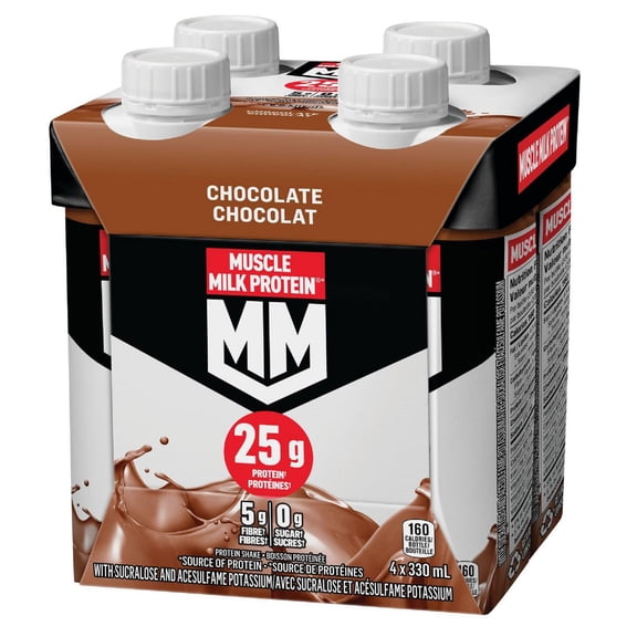 Muscle Milk Protein Shake Chocolate 4 x 330 mL, Bottles