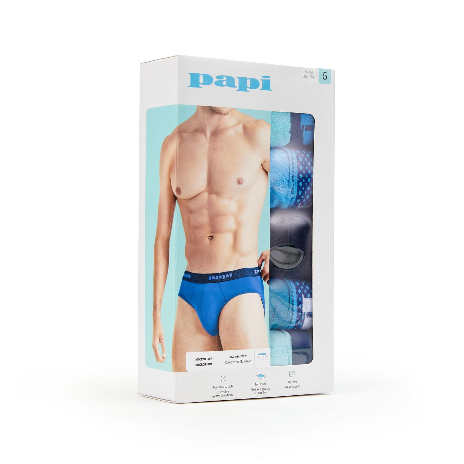 PAPI Men's Microfiber Low-Rise Briefs, Pack of 5