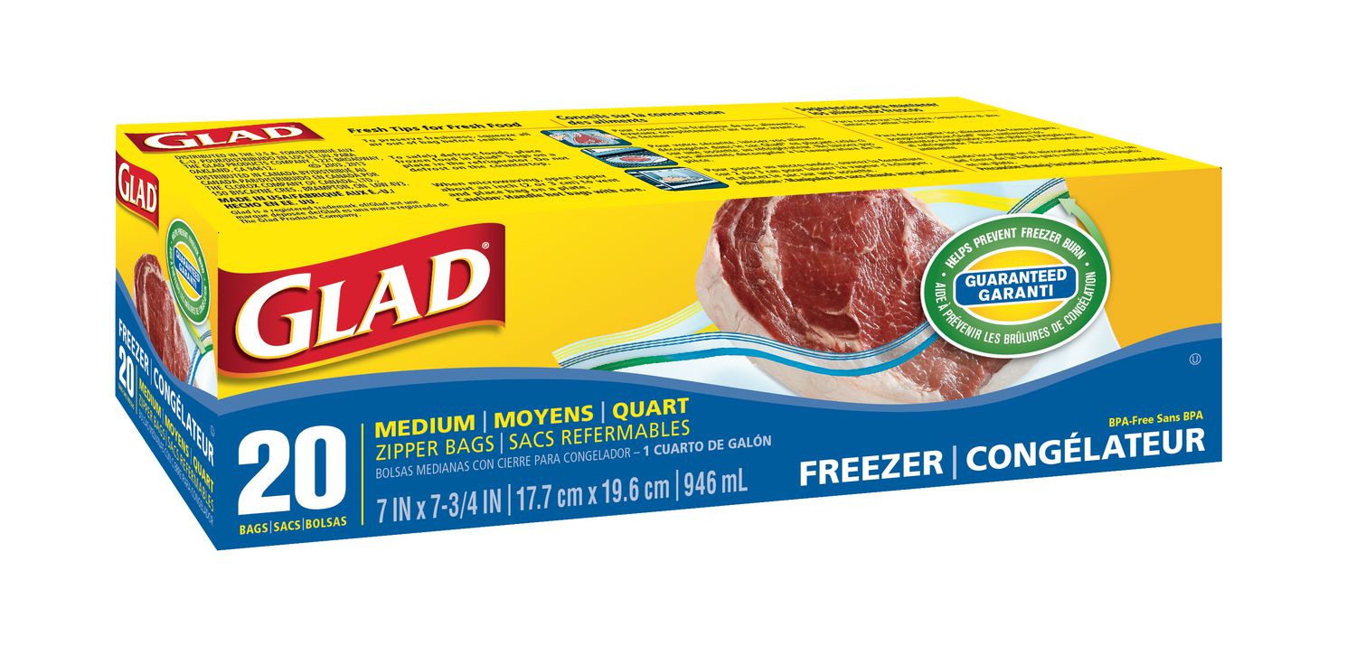 Glad® Freezer Zipper Bags Medium 20 Count Walmart Canada