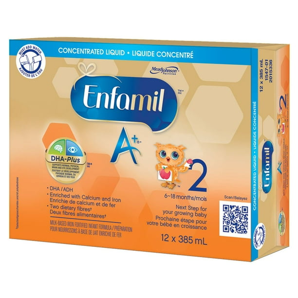 Préparation pour nourrissons Enfamil A+® 2 liquide concentratré 385mL (emballage de 12)