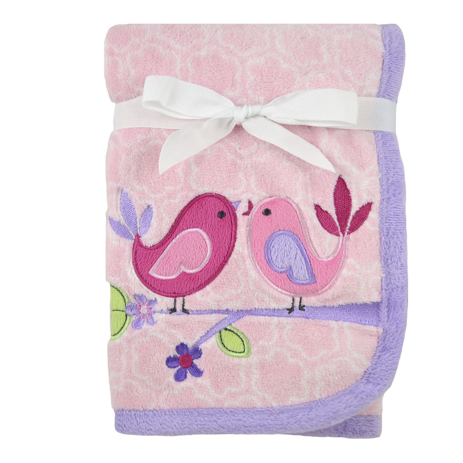 Cuddletime Floral Flutter Fluffy Fleece Blanket with Applique | Walmart ...