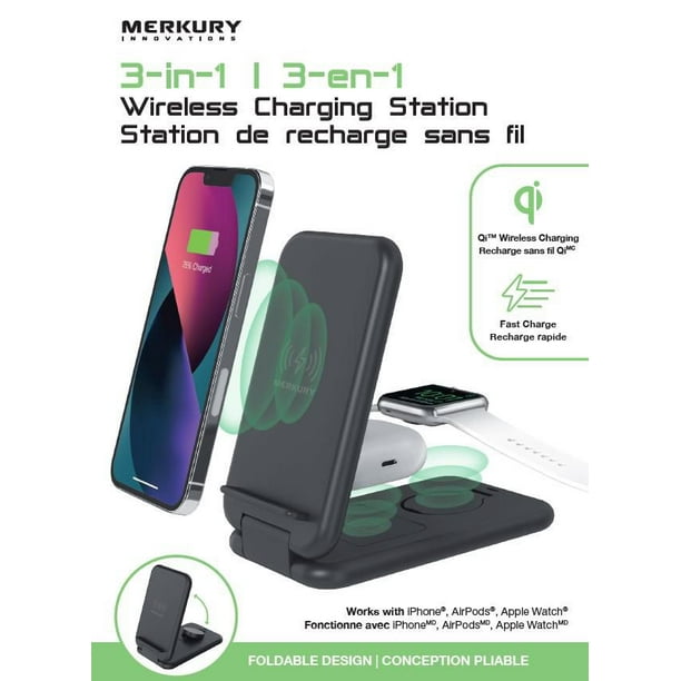 Merkury 3-in-1 Wireless Charging Station, Wireless Charging
