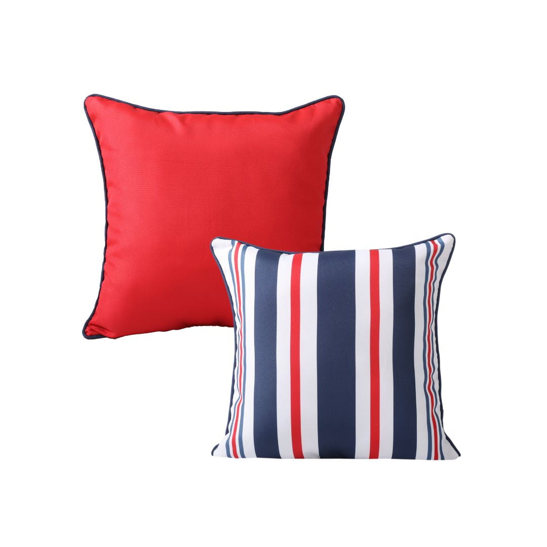 2 Pack Indoor Outdoor Decorative Pillows Red Stripe 18 x 18