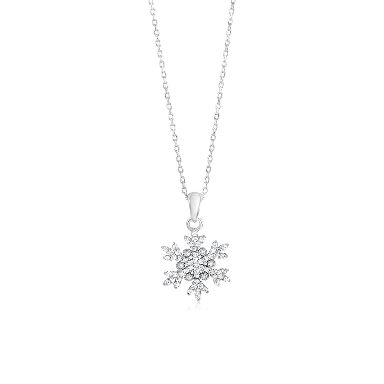 Massete Sterling Silver Pave Simulated Diamond Snowflake Pendant ...