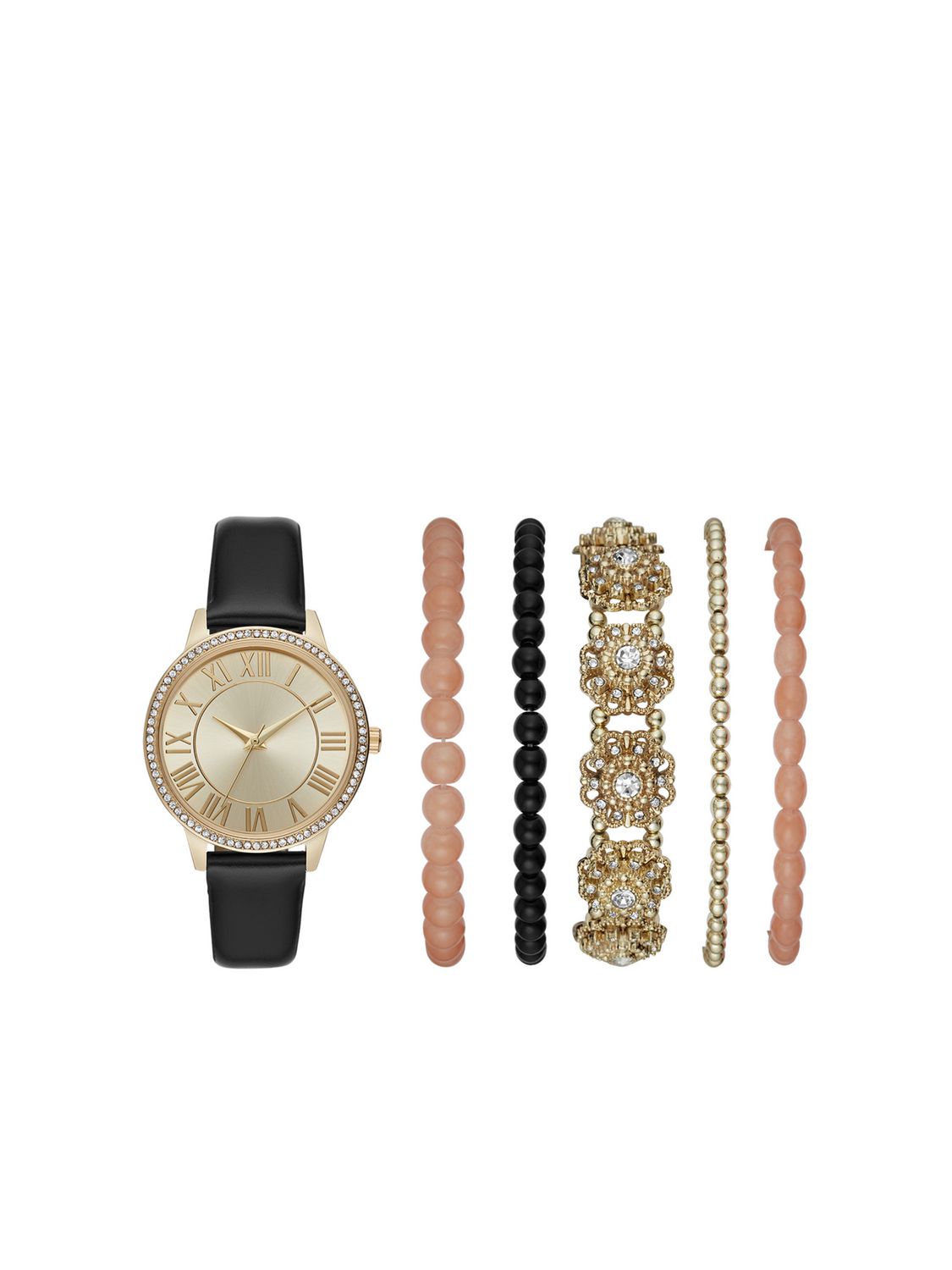Ladies' Gold Glitz Watch and Stackable Bracelet Gift Set Walmart Canada