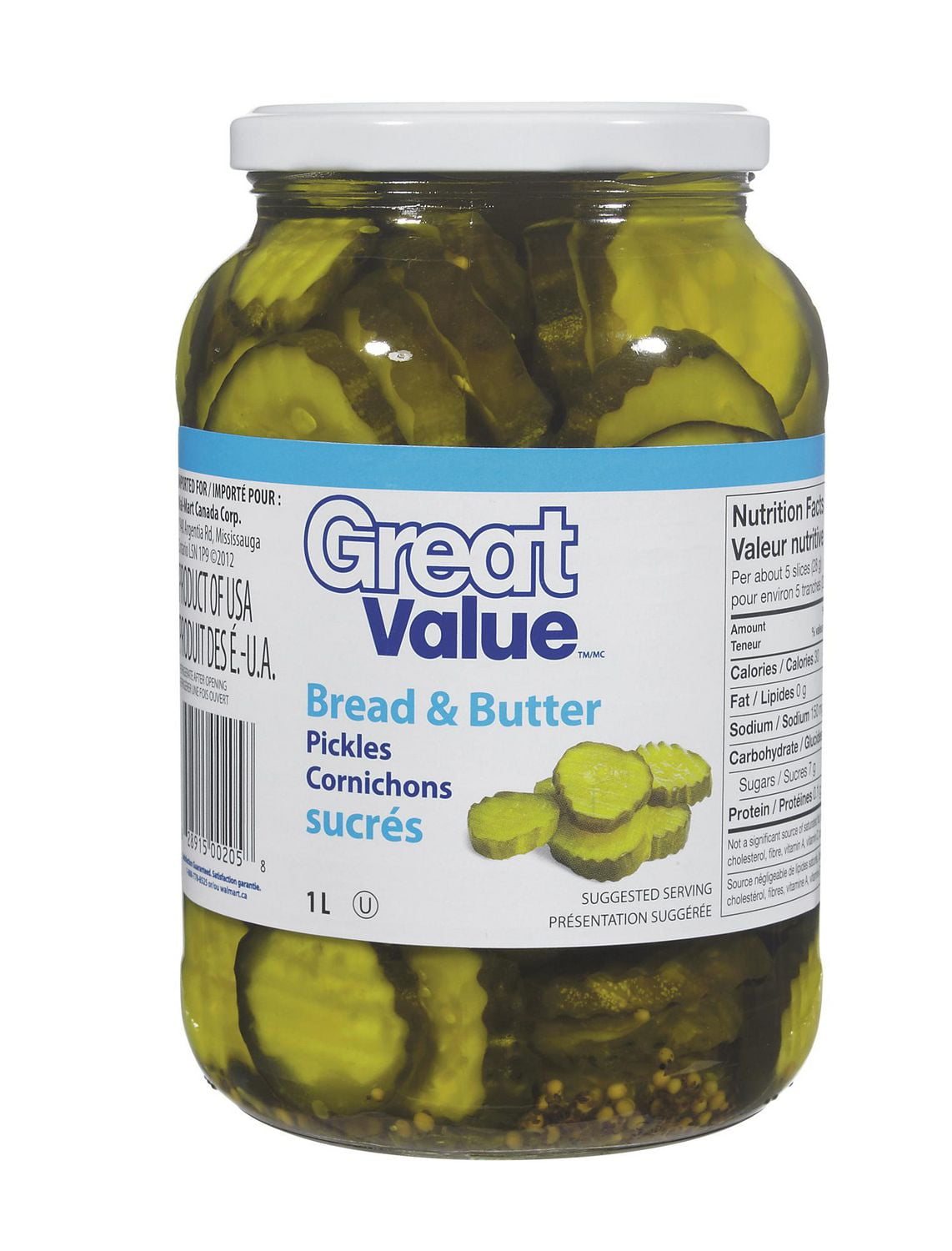 Great Value Bread & Butter Pickles Walmart Canada
