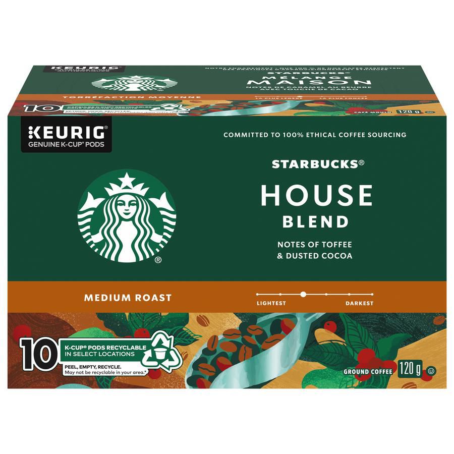 STARBUCKS® House Blend Medium Roast Ground Coffee KCup® Pods 10 ct Box