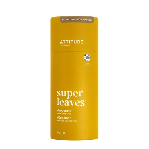 ATTITUDE super leaves, Plastic Free Deodorant, Lemon Leaves, 85g
