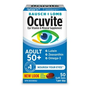 Bausch & Lomb Ocuvite Adult 50+ Eye Vitamin and Mineral Supplement 50 Soft Gel Capsules
