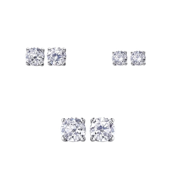 Luxury Designs Sterling Silver Cubic Zirconia Earring Trio