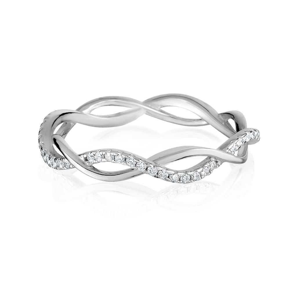 Luxury Designs Sterling Silver Cubic Zirconia Open Braid Ring