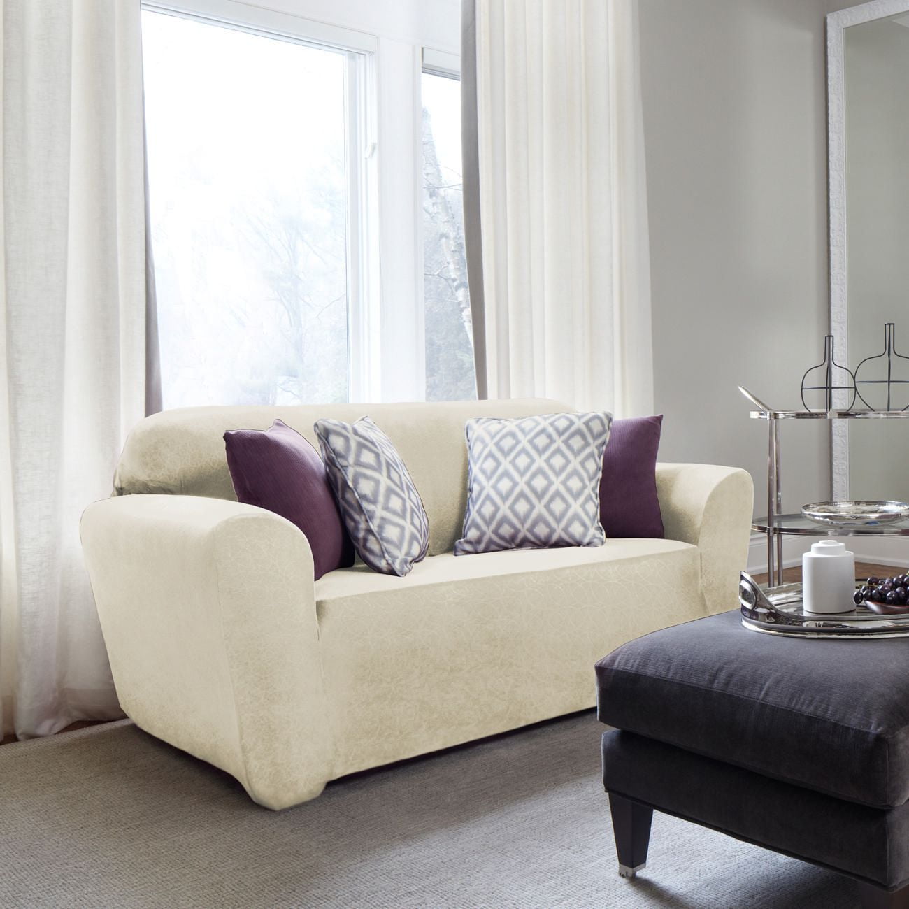 Sure Fit Maude Soft Velvet Stretch Loveseat Slipcover Walmart Canada