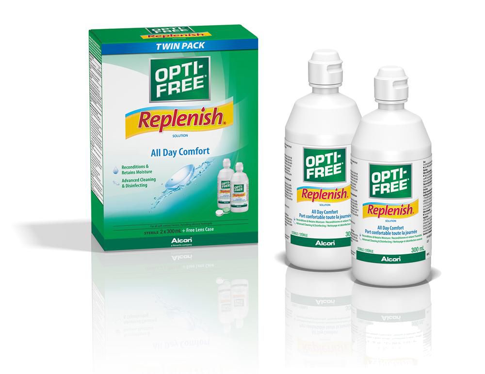 Solution polyvalente pour lentilles cornéennes OPTI-FREE(MD) Replenish