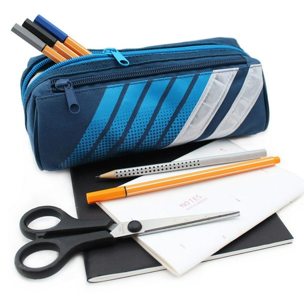 Pen+Gear Sporty Pencil Pouch in Blue with Reflective White Strips