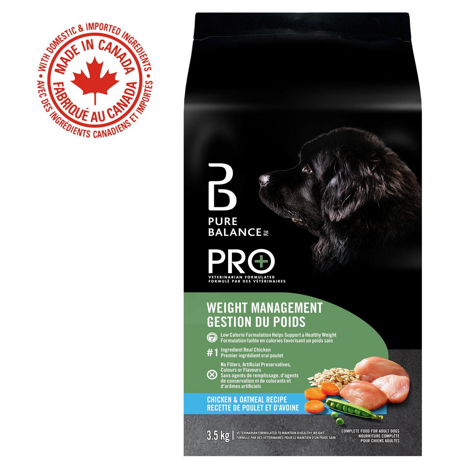 Pure Balance Pro+ Weight Management, Chicken & Oatmeal Recipe Dry Dog Food, 100 g, 3.5 kg, 7 kg