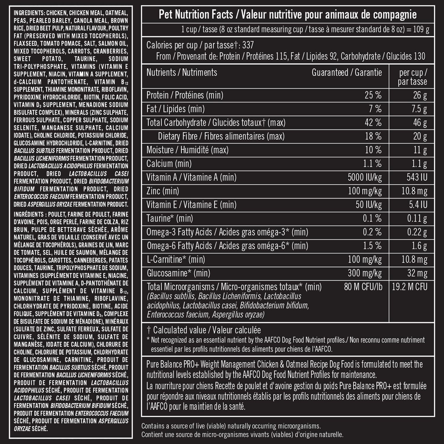 Pure Balance Pro+ Weight Management, Chicken & Oatmeal Recipe Dry Dog Food, 100 g, 3.5 kg, 7 kg