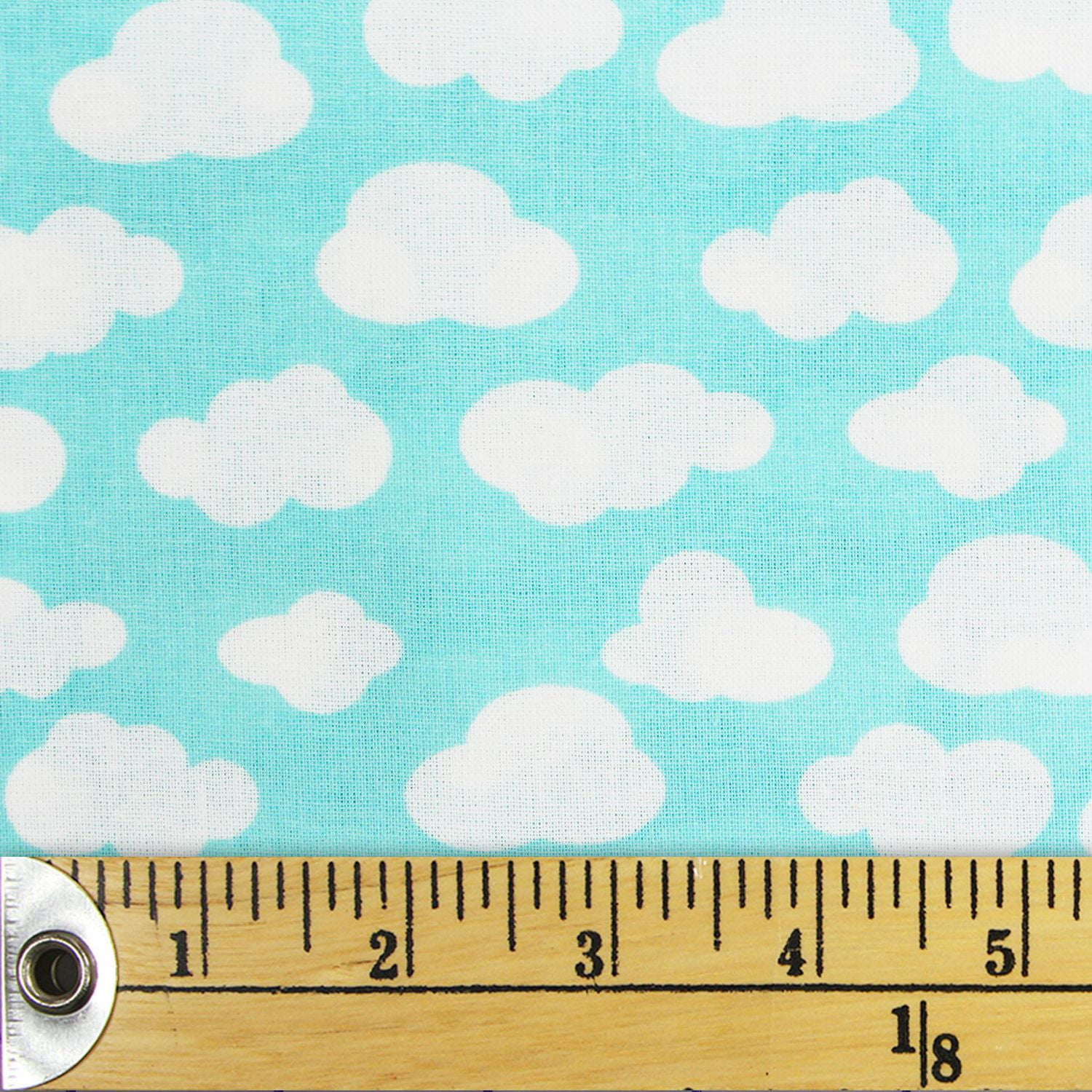 Fabric Creations Turquoise with White Clouds Fat Quarter PreCut Fabric