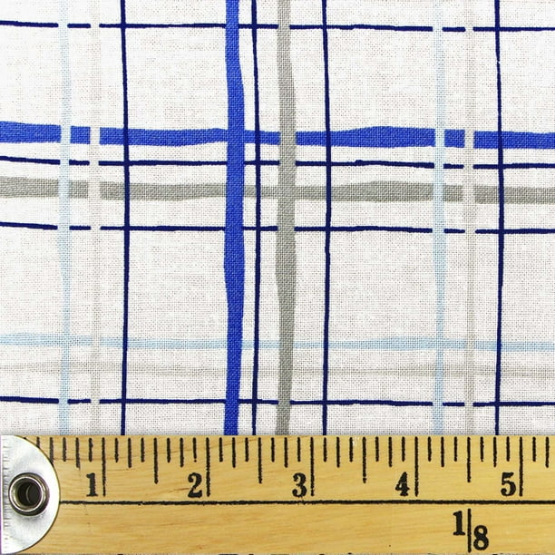 Tissu pré-coupé Fat Quarter de Fabric Creations à motif de chevron bleu denim