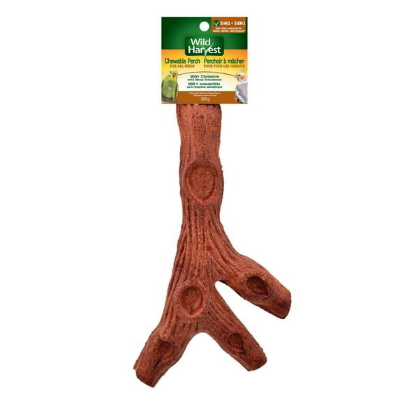 Wild Harvest Chewable Perch with Metal Attachment for All Birds, Made with Honey Flavour!