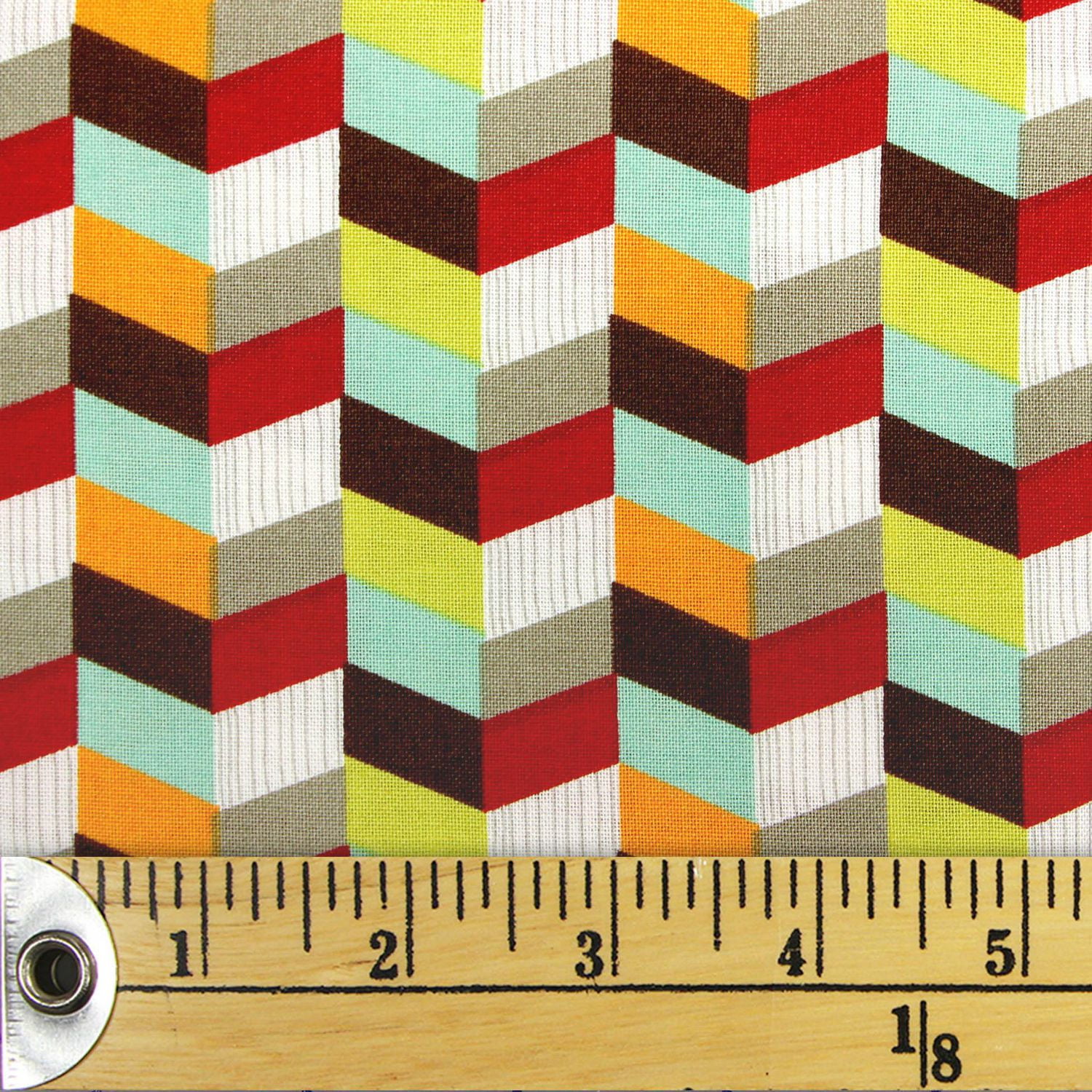 Fabric Creations Colourful Checkered Chevrons Fat Quarter PreCut
