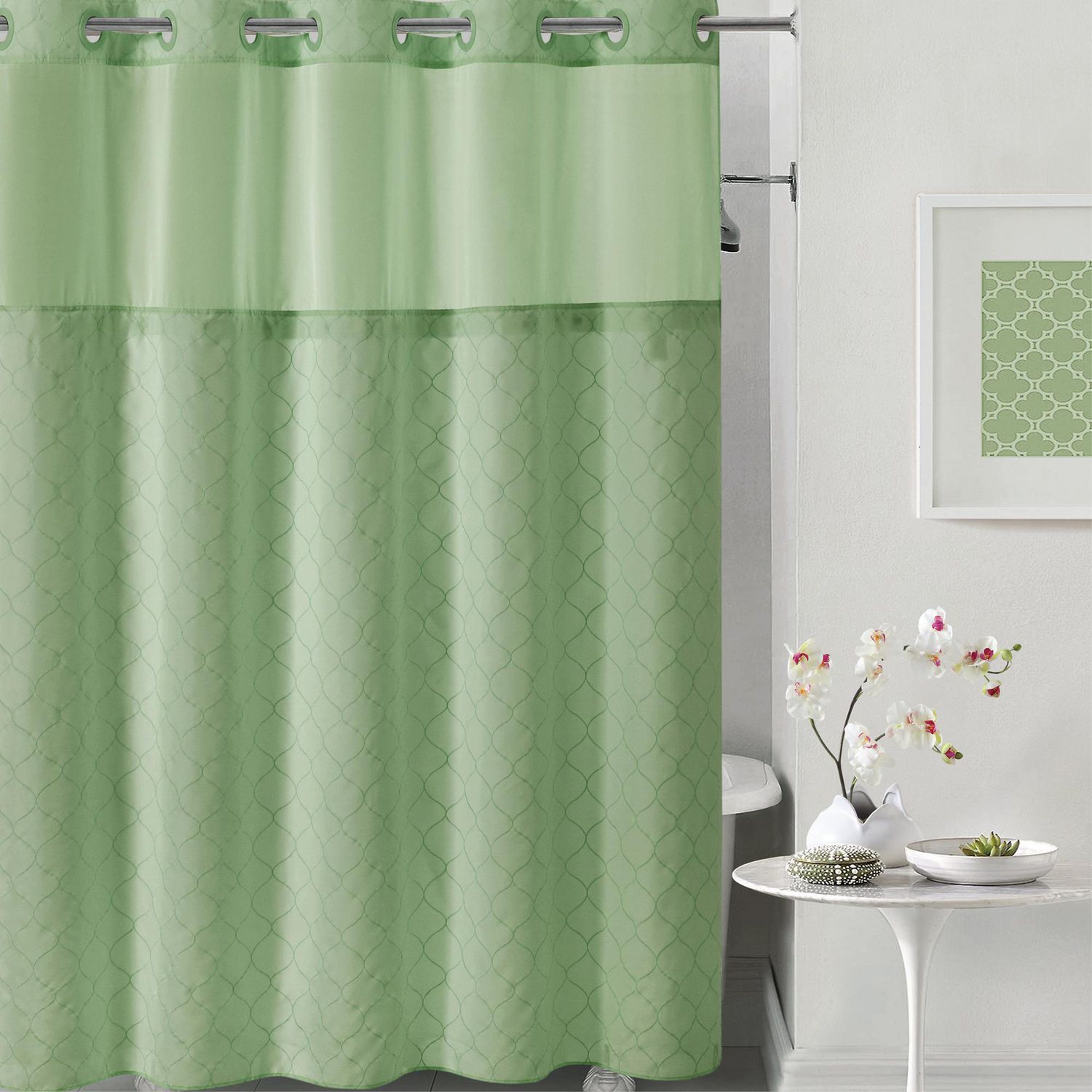 Hookless Mosaic Embroidery Shower Curtain with PEVA Liner | Walmart Canada