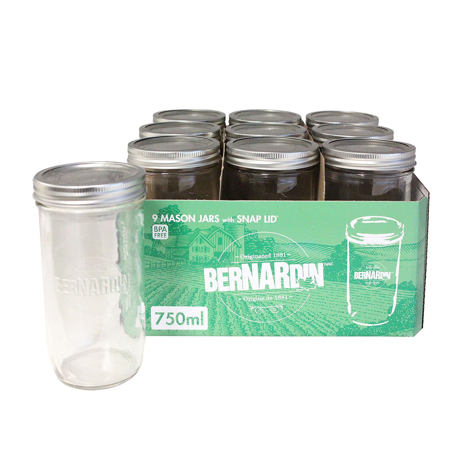 Bernardin 750 Ml Wide Mouth Mason Jars With Snap Lid Sealing Disc Walmart Canada