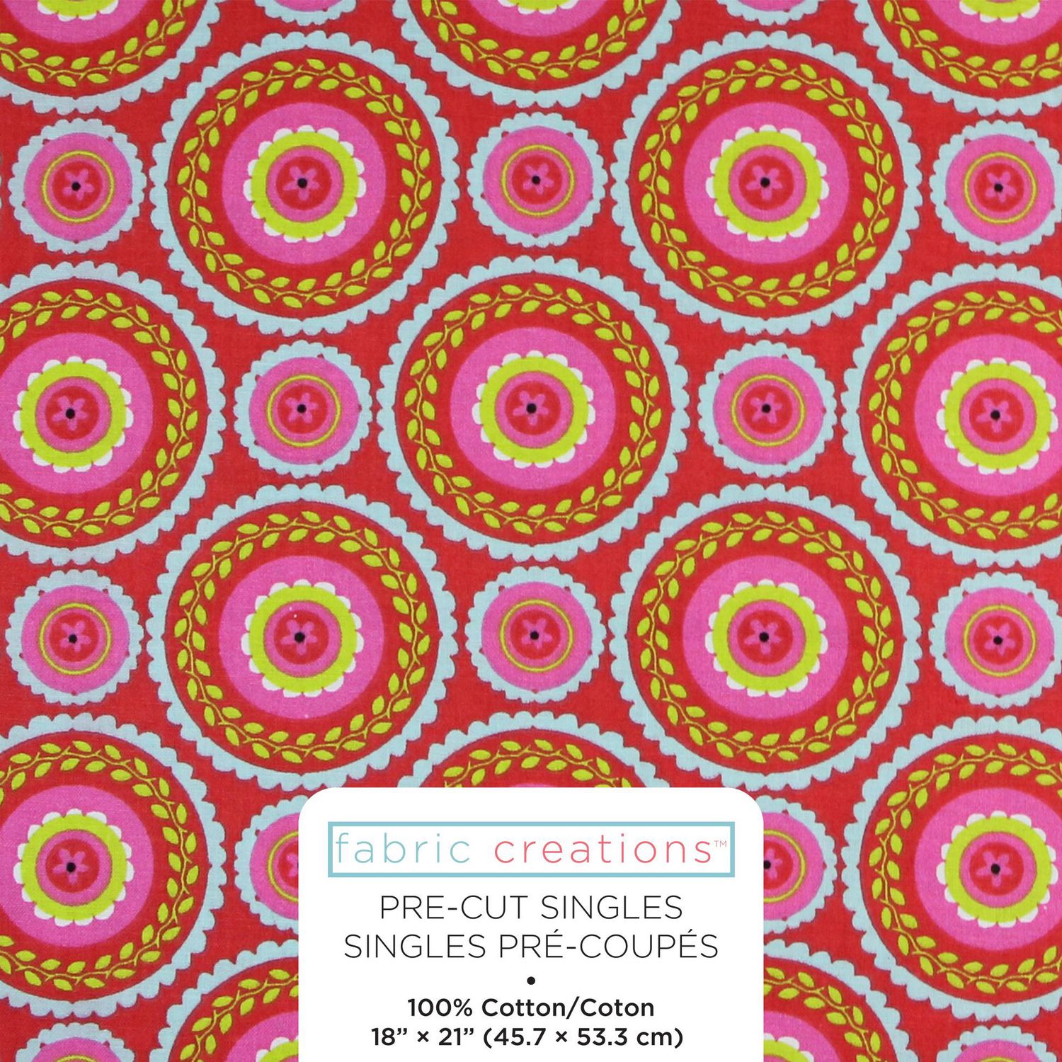 Download Fabric Creations Pink with Bright Spiral Mandala Fat ...