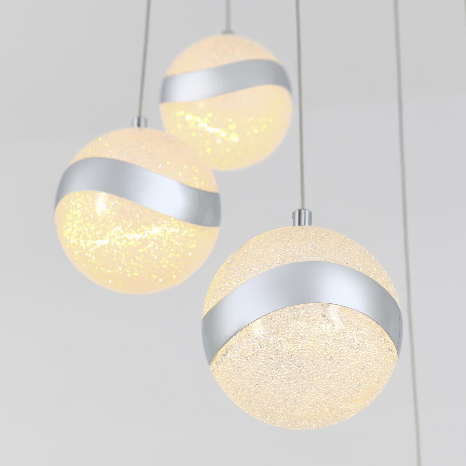 Artika frosted globe chrome deals integrated led pendant