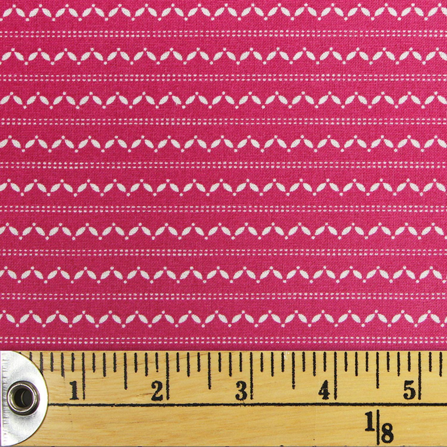 Fabric Creations Fuchsia Pink with White Chevron Stitches Fat Quarter