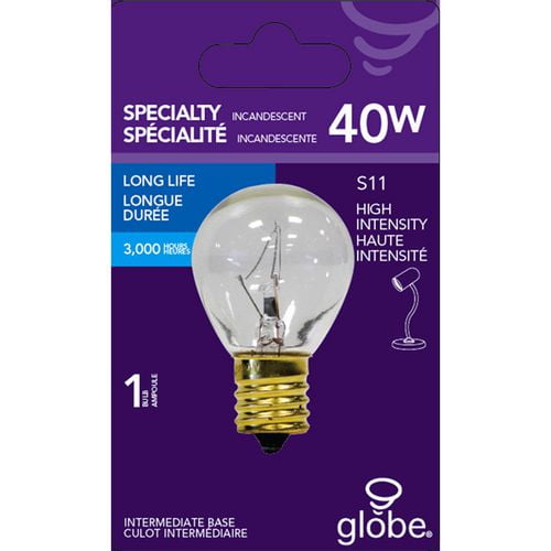 Ampoule incandescente en verre transparent S11 à haute intensité de 40W, base intermédiaire E17