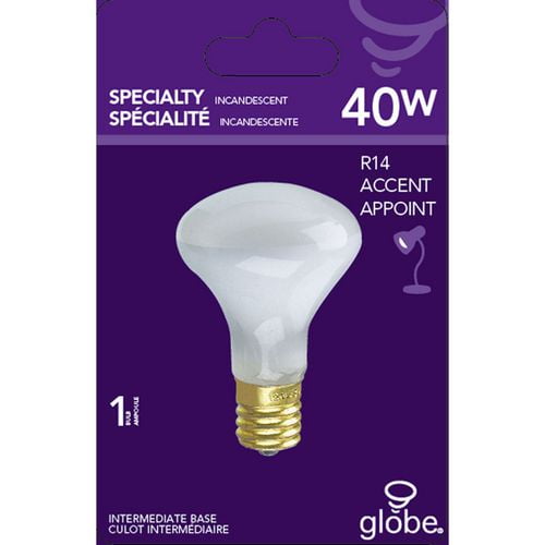 40W Floodlight R14 Incandescent Light Bulb, E17 Intermediate Base