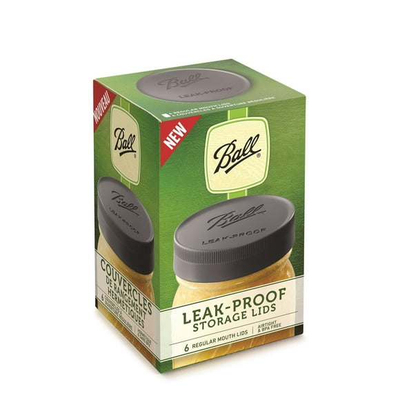 Ball Leak-Proof Storage Lids, Regular Mouth, 6 Pack