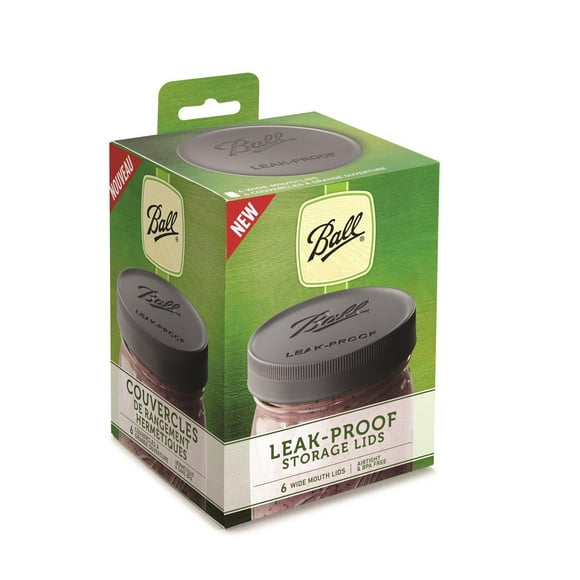 Ball Leak-Proof Storage Lids, Wide Mouth, 6 Pack
