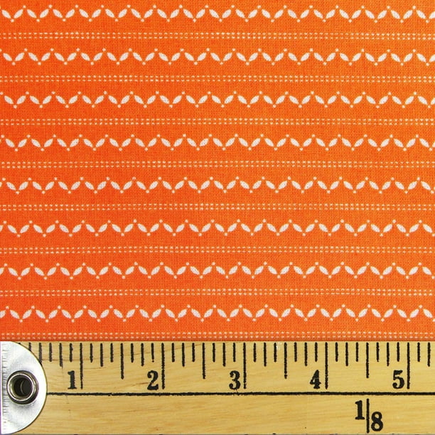 Fabric Creations Orange with White Chevron Stitches Fat Quarter Pre-Cut ...