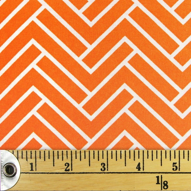 Tissu pré-coupé Fat Quarter de Fabric Creations à motif de chevron orange