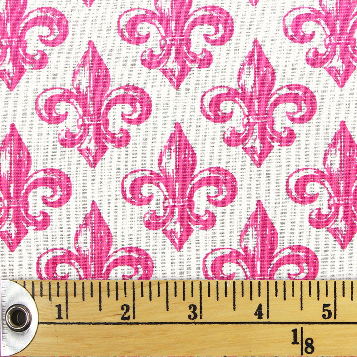 Fabric Creations White with Pink Fleur de Lis Fat Quarter Pre-Cut ...