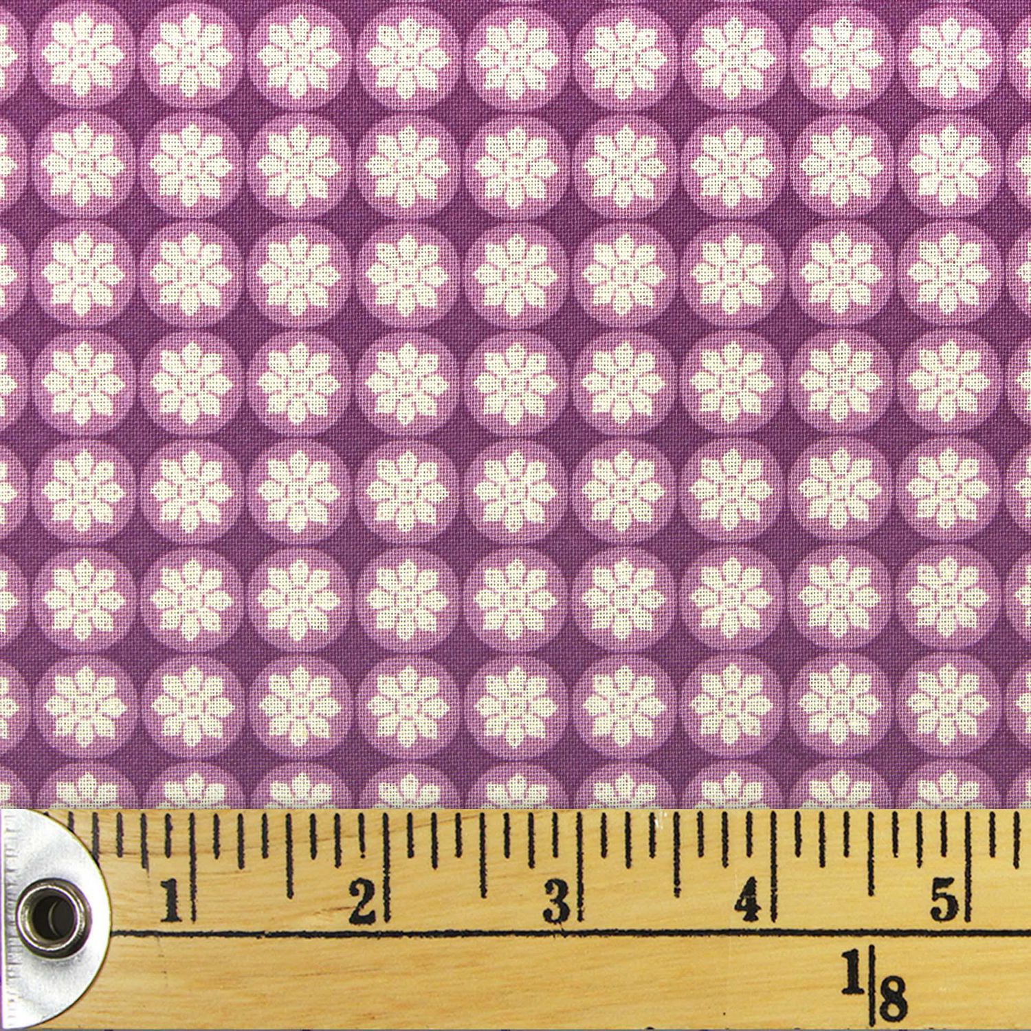 Fabric Creations Purple with White Flowers in Pink Circles Fat Quarter