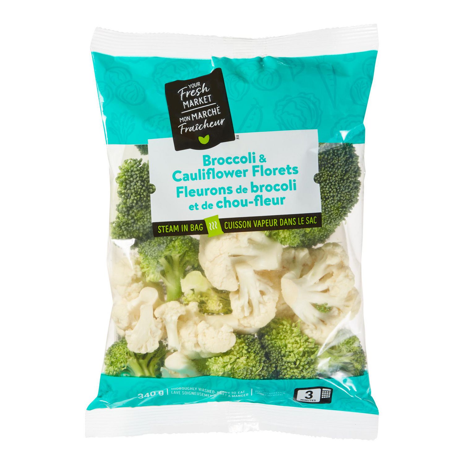 Fleurons de brocoli et de chou-fleur Mon marché fraîcheur 340 g