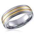 thumbnail image 1 of Quitessential Tungsten Laser Polished Gold Plated Men's Ring, 1 of 4