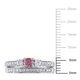 Ensemble de mariage Miadora "halo" à trois pierres en diamant rose et blanc 0.50 ct T.W. en or blanc 14k – image 2 sur 4